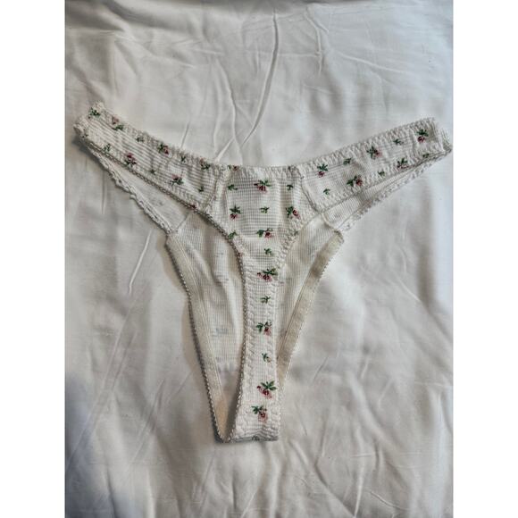 NWOT Vintage 90’s Rose Print Waffle-Knit Thong Panty – Size S/5 - Picture 2 of 4